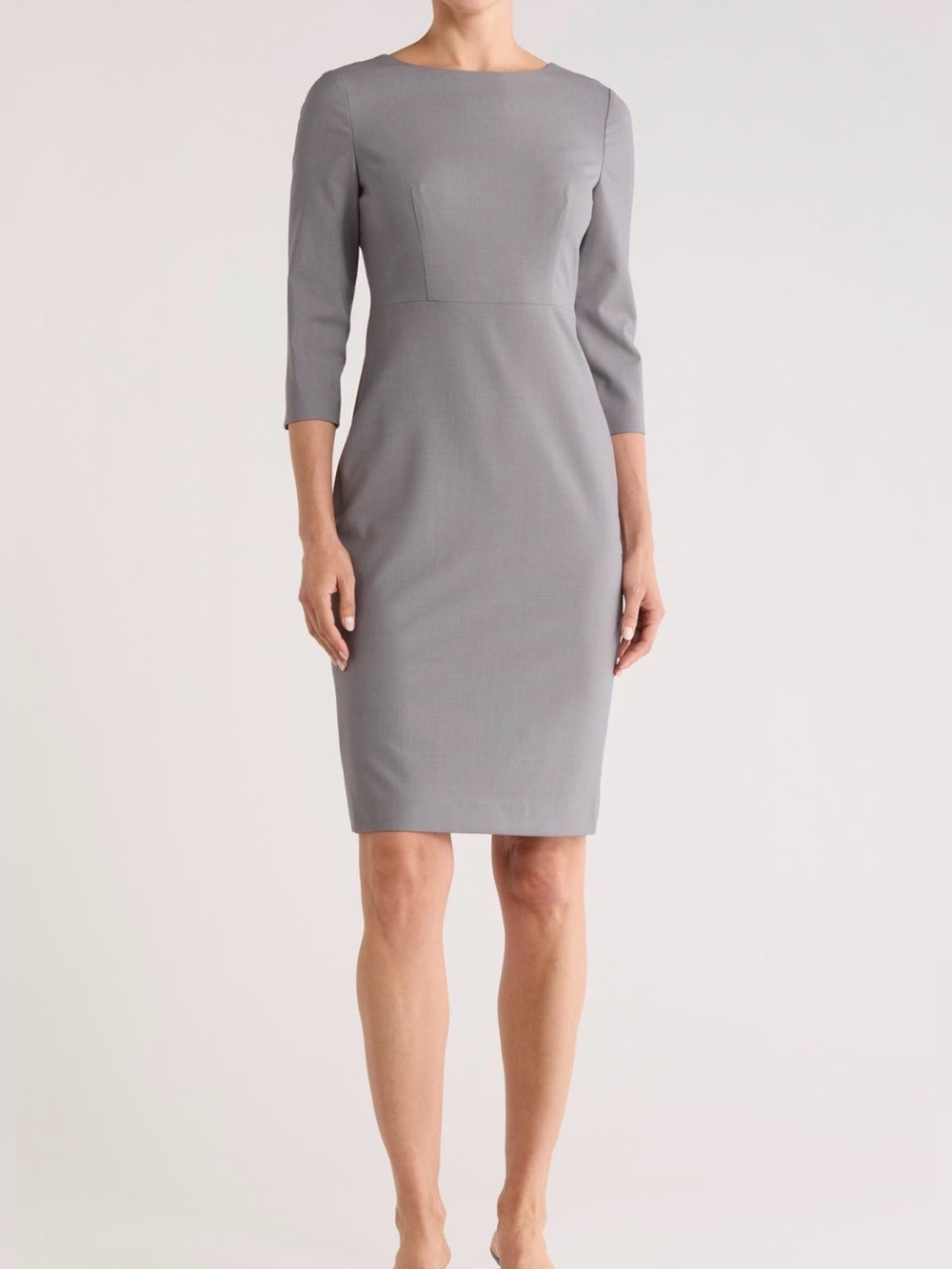 Theory Varetta Medium Pearl Grey Stretch Wool Sheath Dress Sz 4 NWT